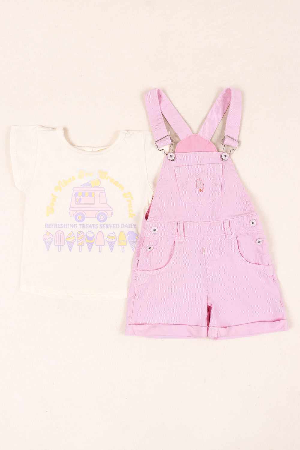 CONJUNTO OVEROL NIÑA REFRESHING ROSADO