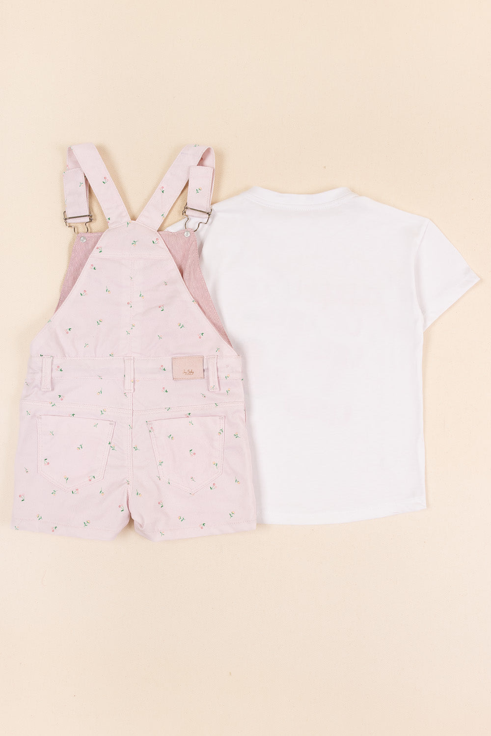 CONJUNTO OVEROL NIÑA CHERRIES BLANCA