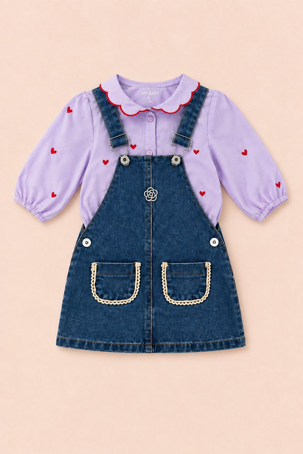 CONJUNTO OVEROL NIÑA HEART MORADO