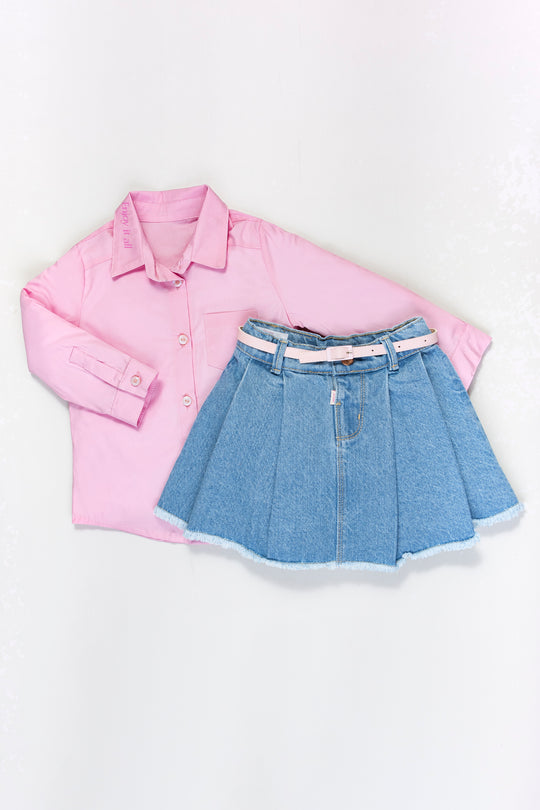 CONJUNTO FALDA NIÑA ROSADO