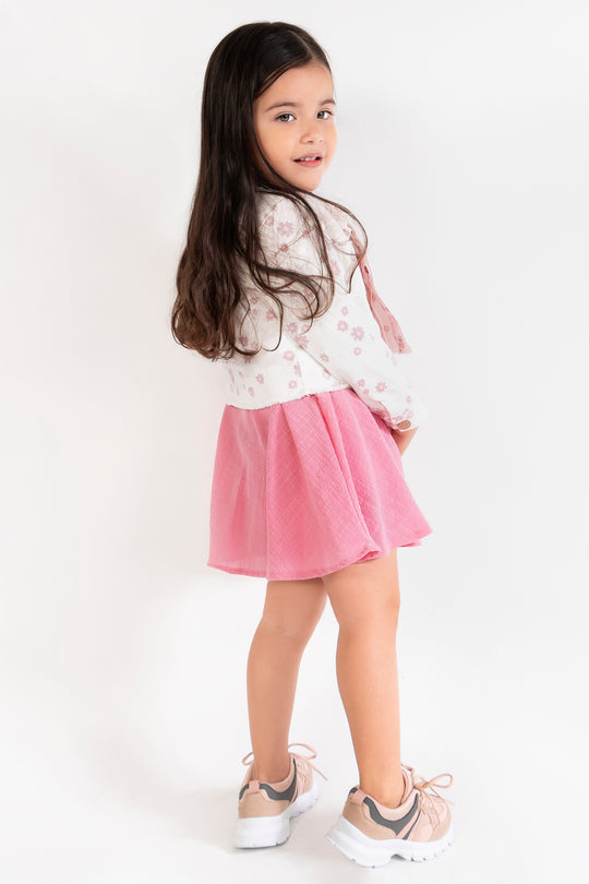 CONJUNTO VESTIDO NIÑA FLOWERS ROSADO