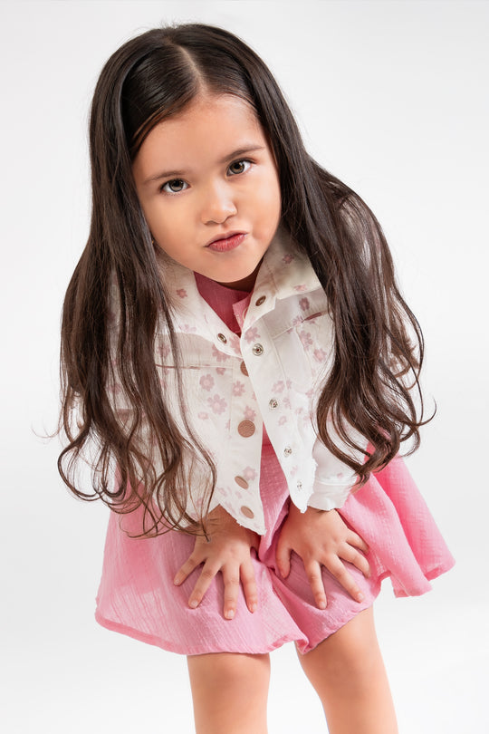CONJUNTO VESTIDO NIÑA FLOWERS ROSADO