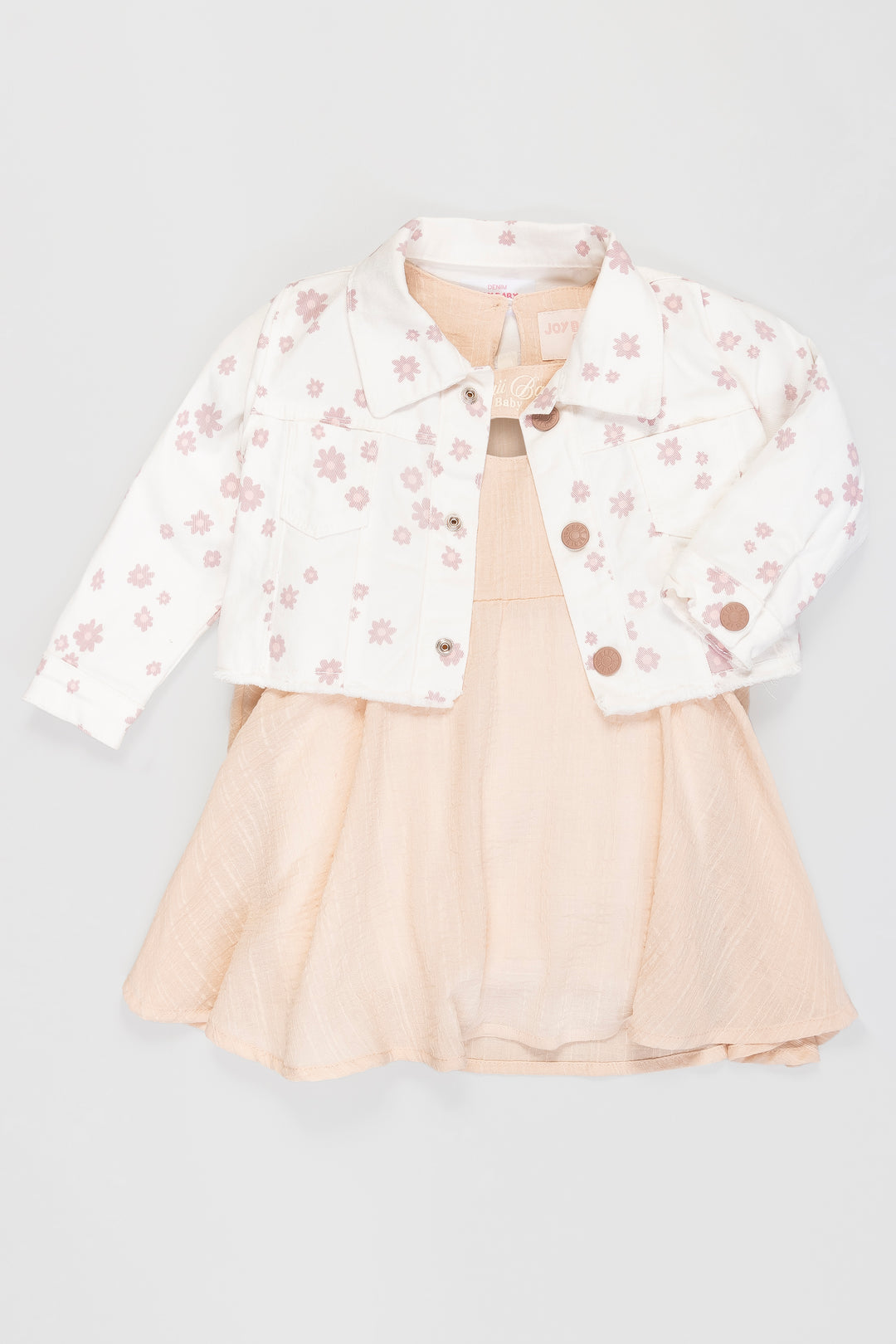 CONJUNTO VESTIDO NIÑA FLOWERS BEIGE