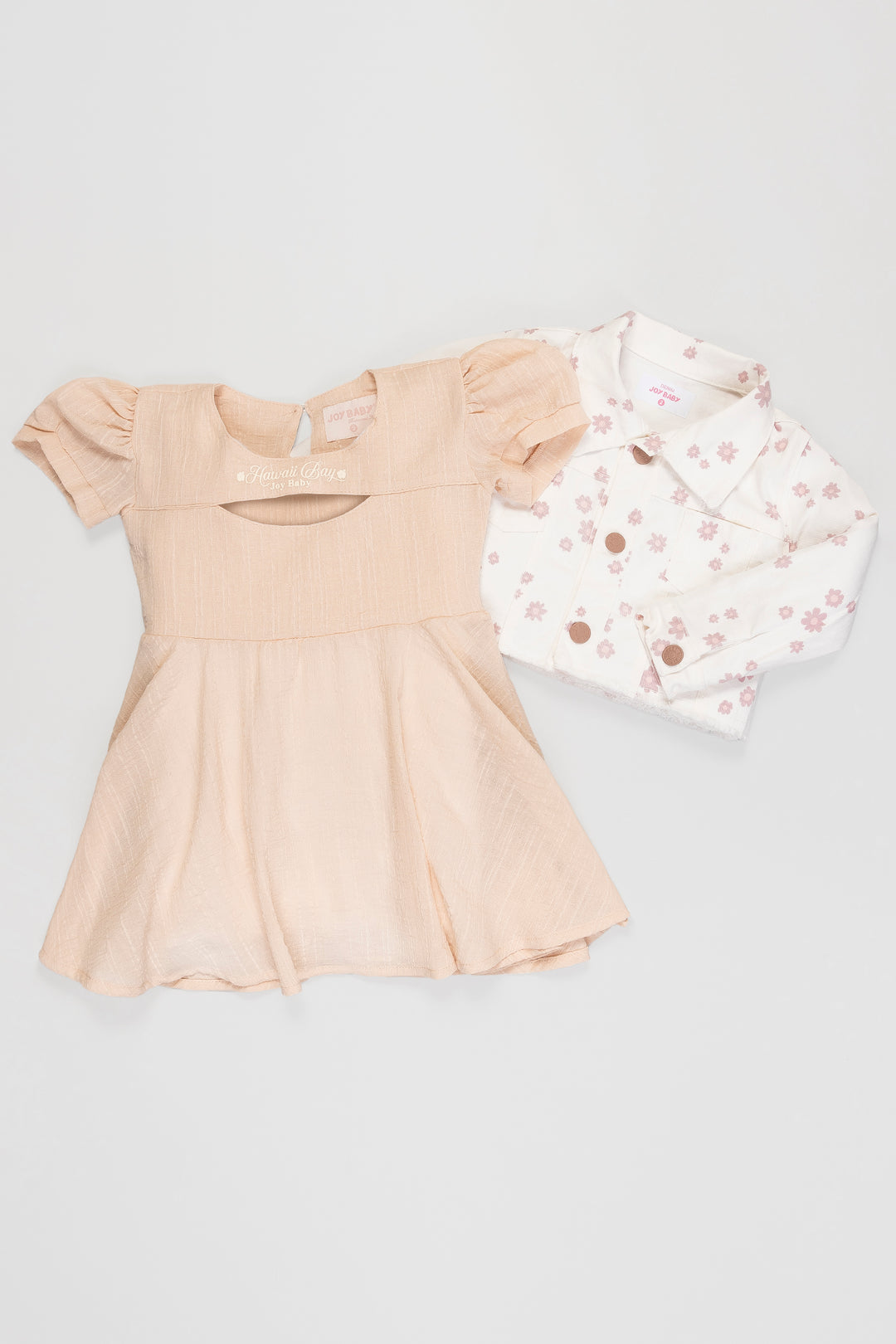 CONJUNTO VESTIDO NIÑA FLOWERS BEIGE