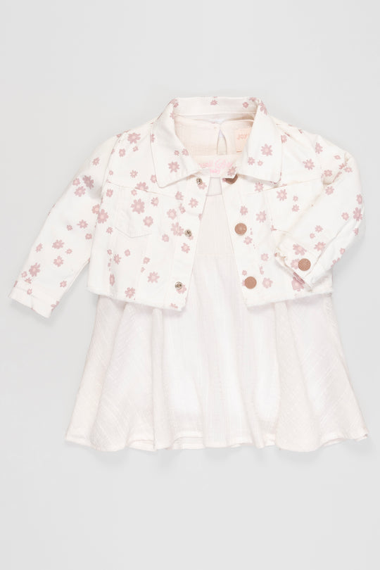 CONJUNTO VESTIDO NIÑA FLOWERS BLANCO