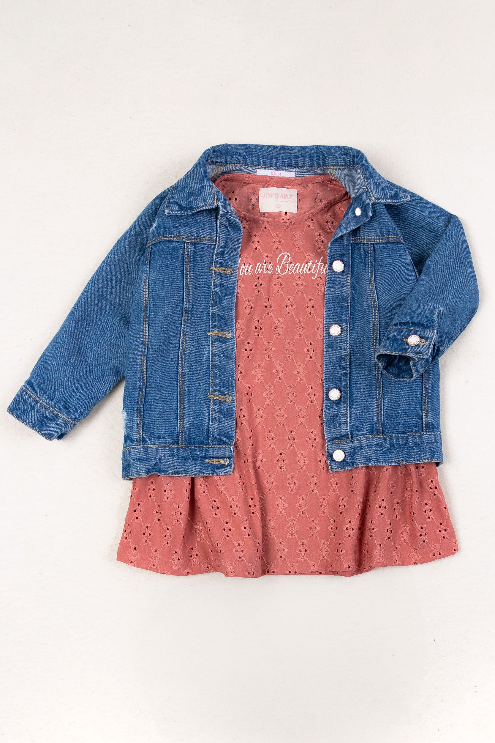 CONJUNTO VESTIDO NIÑA SALMÓN