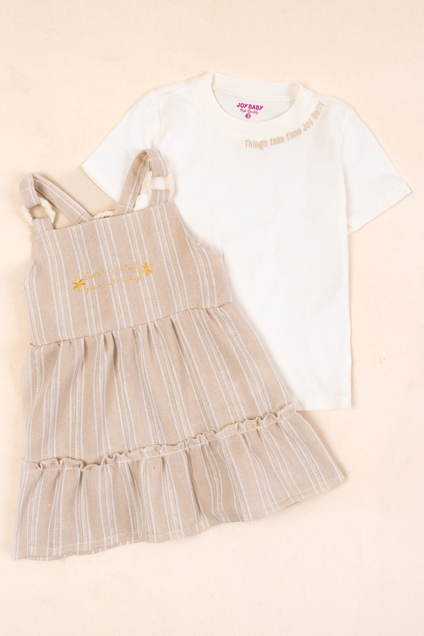 CONJUNTO VESTIDO NIÑA CAFÉ