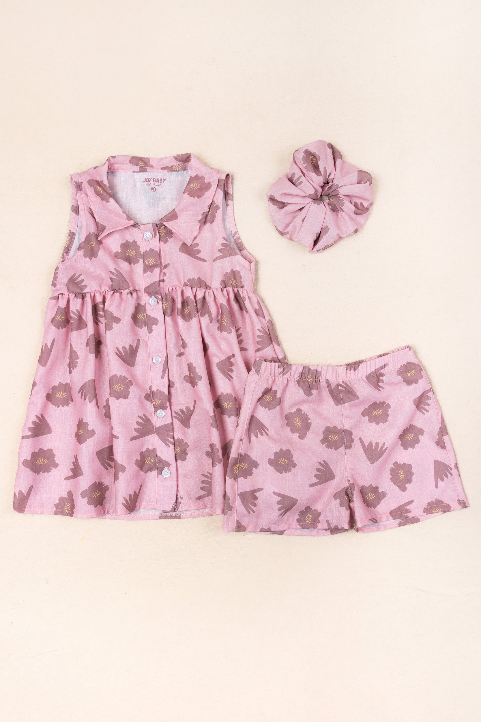 CONJUNTO VESTIDO NIÑA FLOWERS PALO ROSA