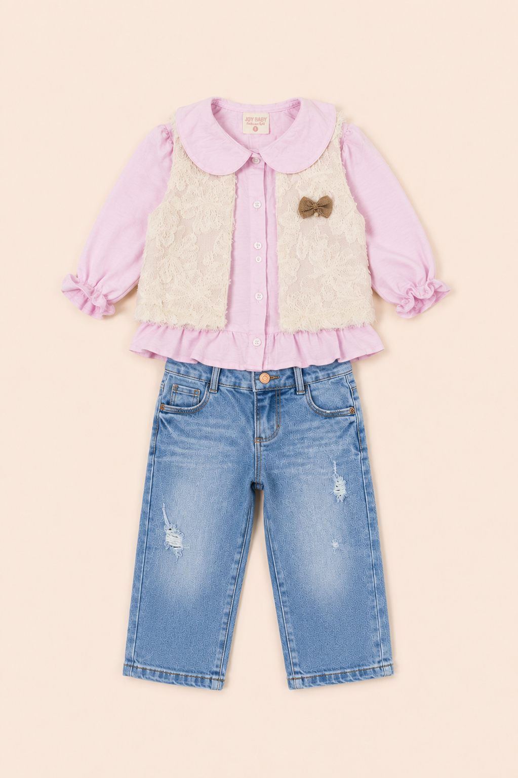 CONJUNTO 3 PRENDAS NIÑA SWEET PALO ROSA