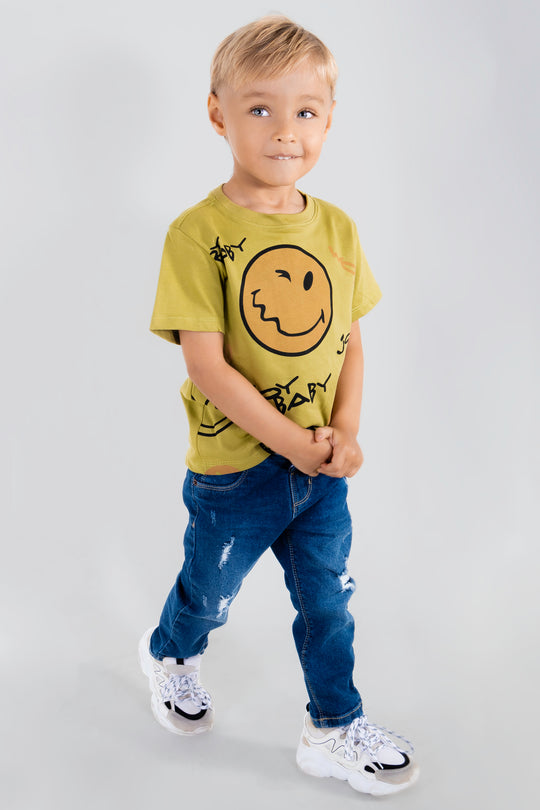 CONJUNTO 2 PRENDAS NIÑO EMOJIS VERDE