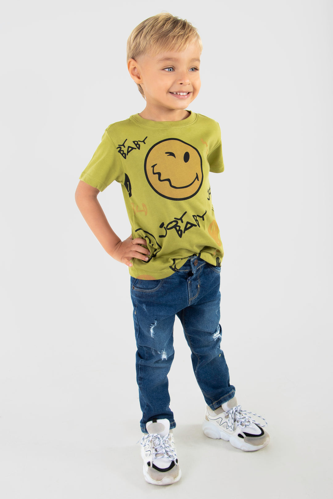 CONJUNTO 2 PRENDAS NIÑO EMOJIS VERDE