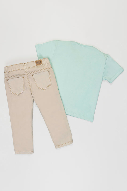 CONJUNTO 2 PRENDAS NIÑO LINES VERDE MENTA