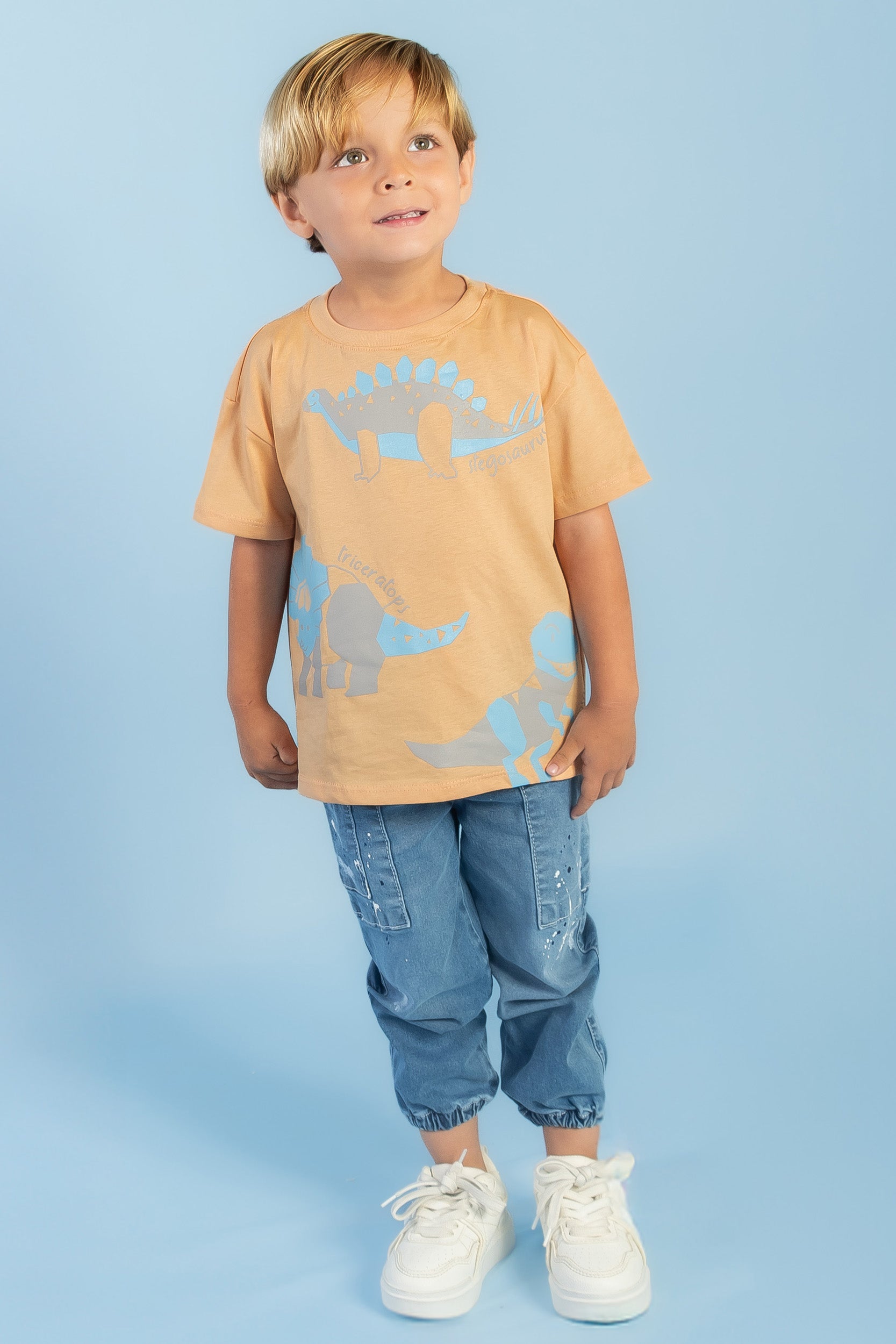 CONJUNTO 2 PRENDAS NIÑO DINO MANDARINA