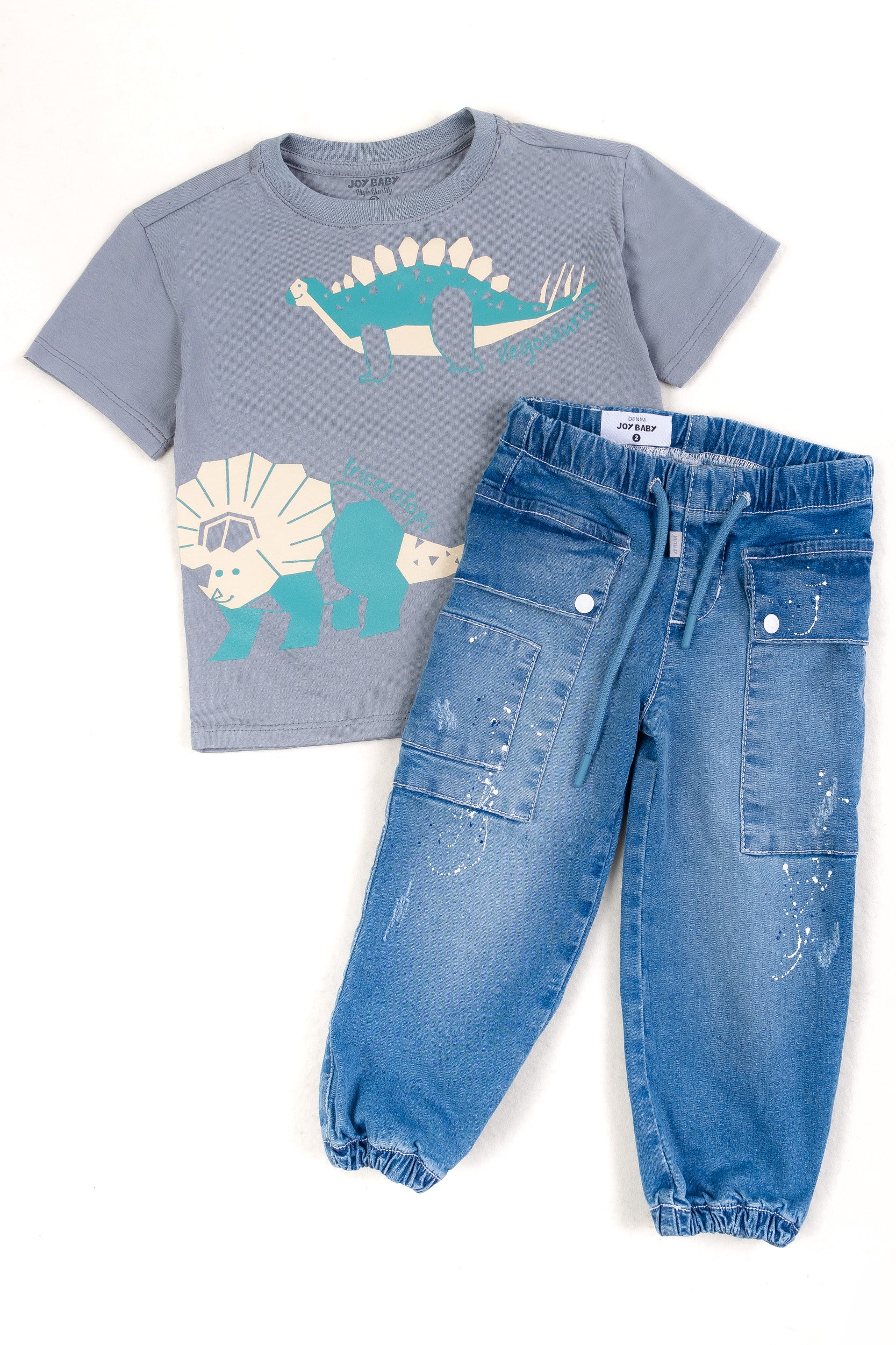 CONJUNTO 2 PRENDAS NIÑO DINO GRIS