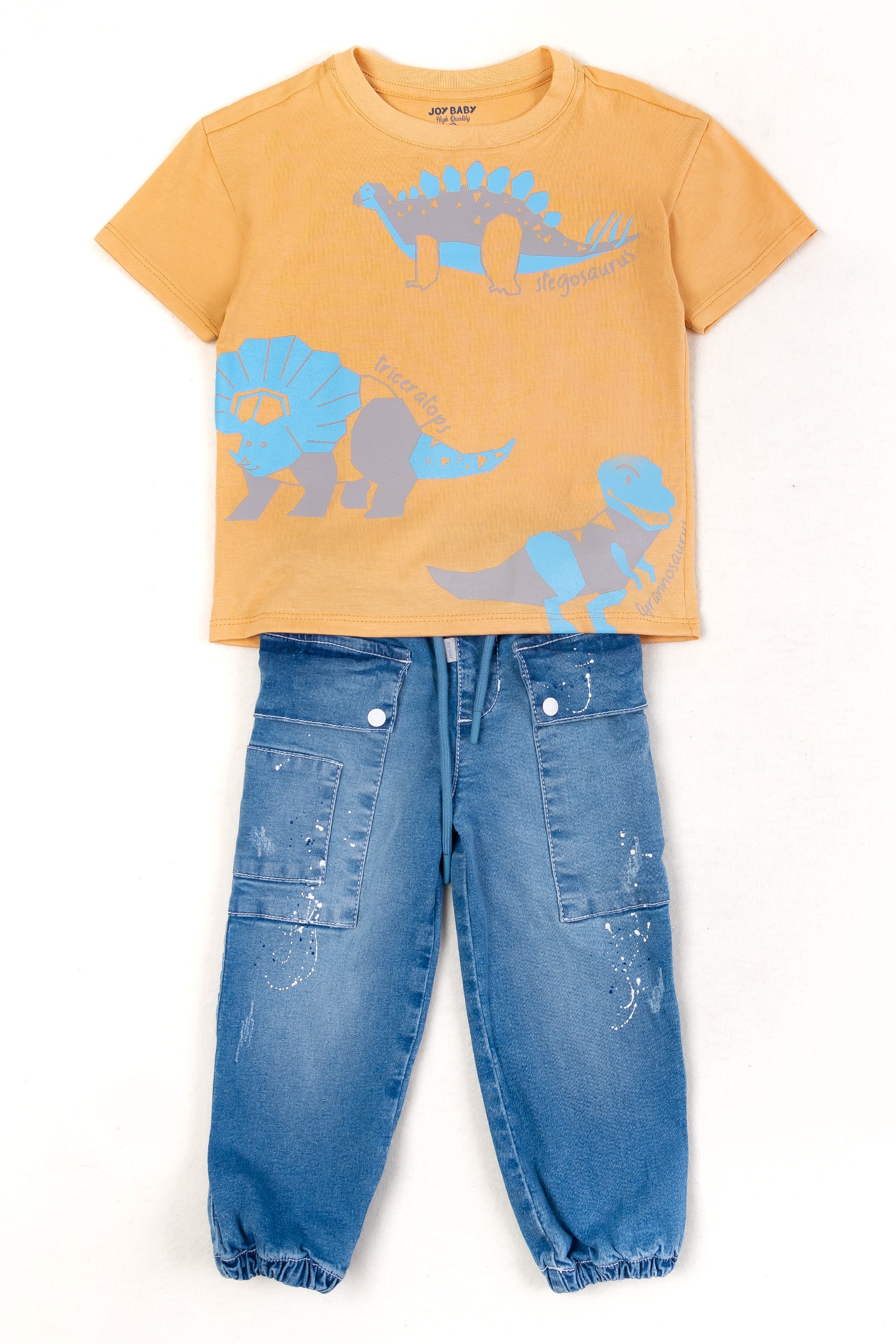 CONJUNTO 2 PRENDAS NIÑO DINO MANDARINA