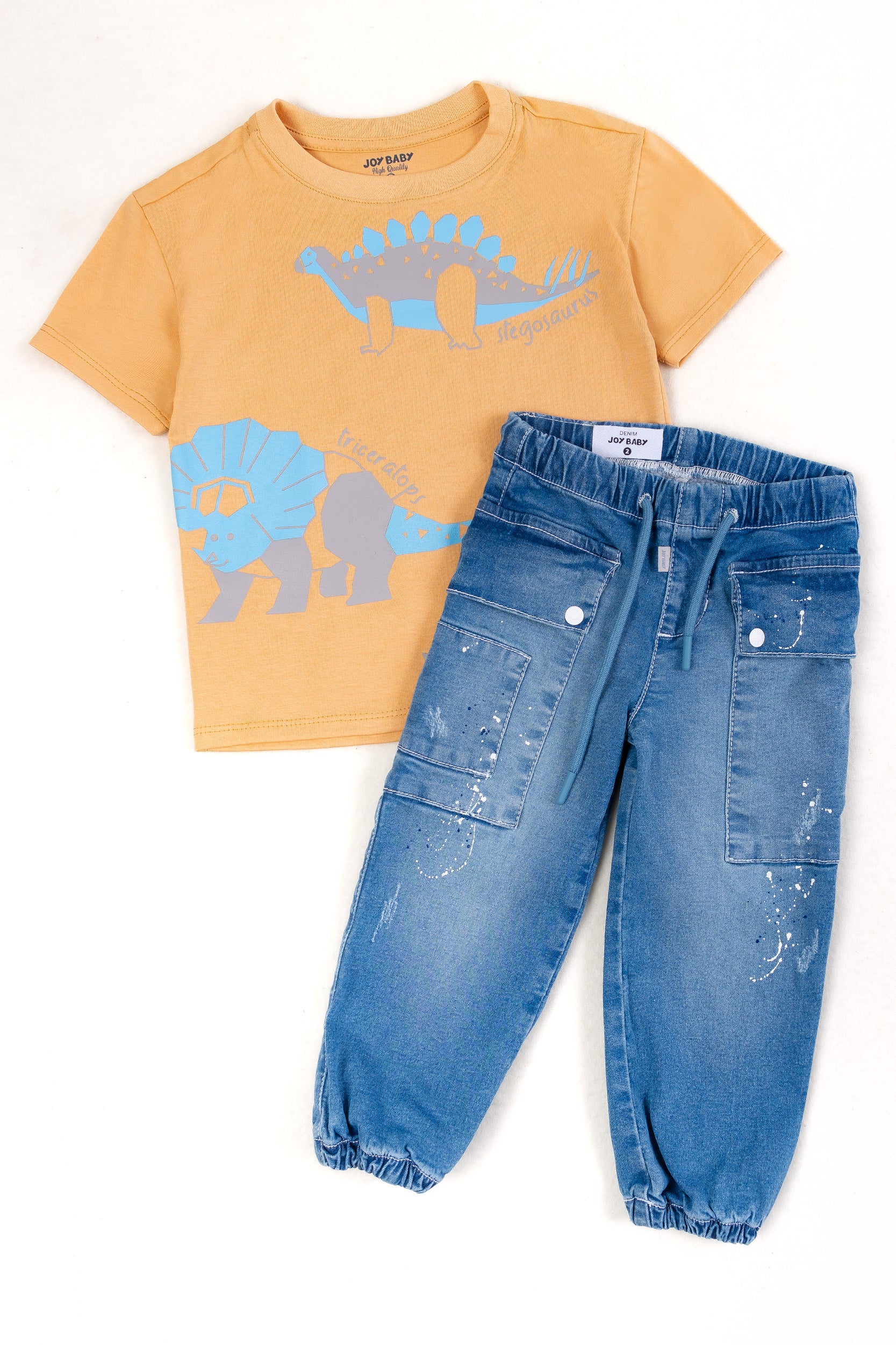 CONJUNTO 2 PRENDAS NIÑO DINO MANDARINA