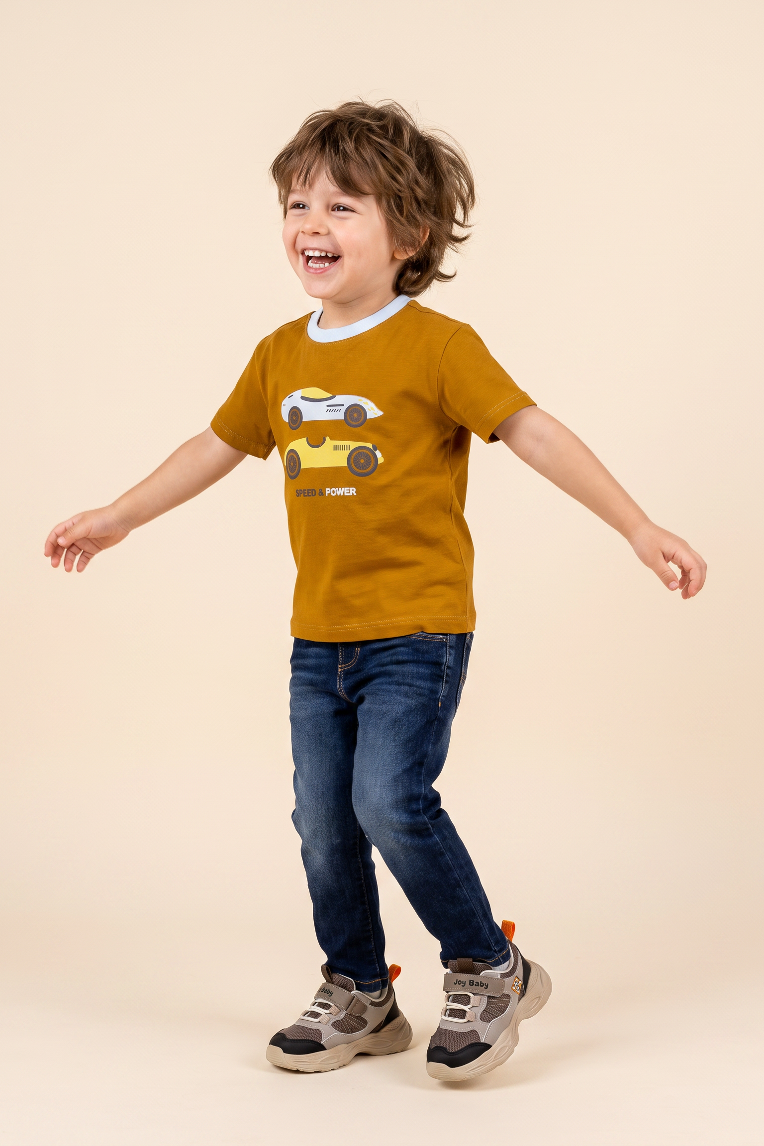 CONJUNTO 2 PRENDAS NIÑO POWER MOSTAZA