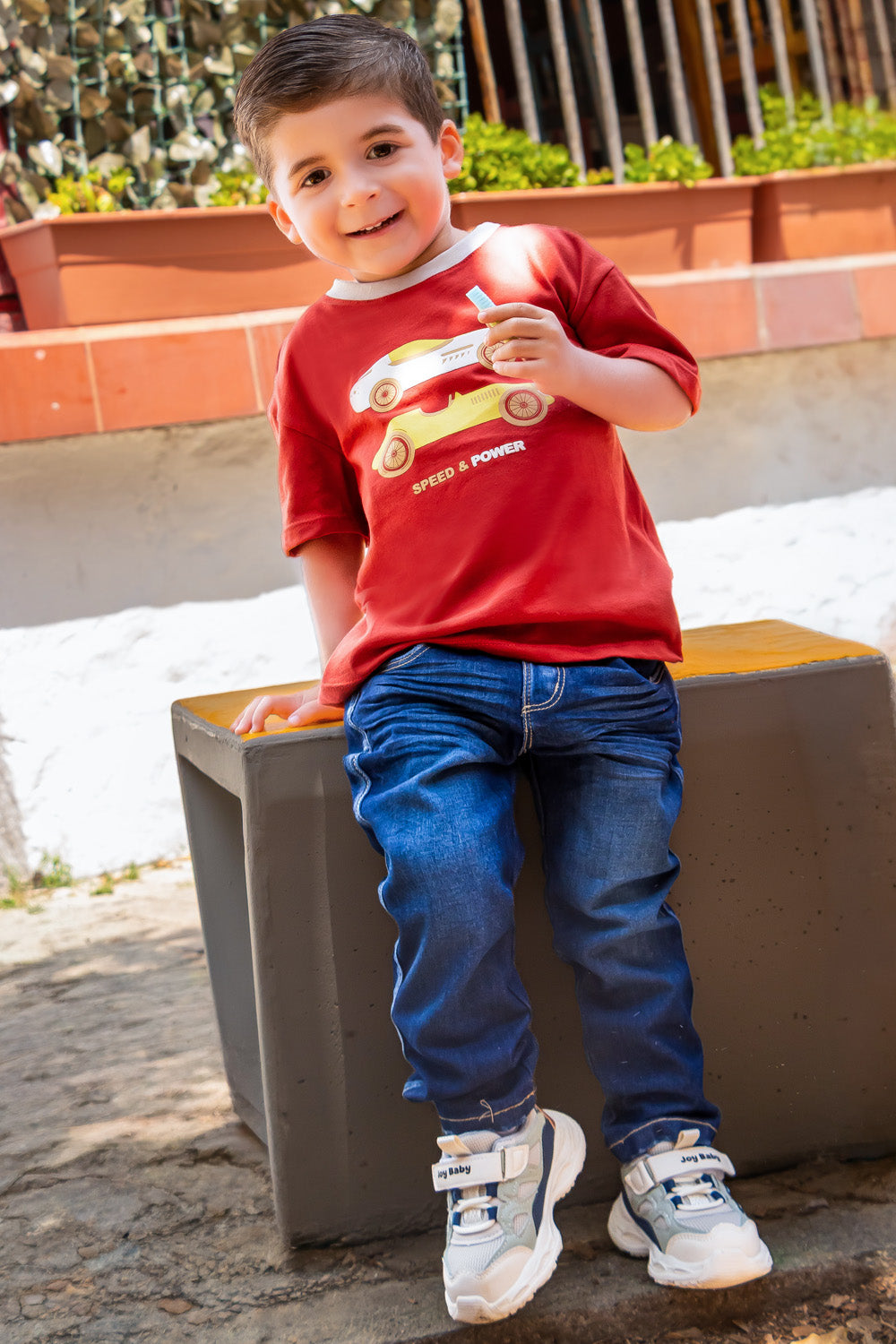 CONJUNTO 2 PRENDAS NIÑO POWER ROJO