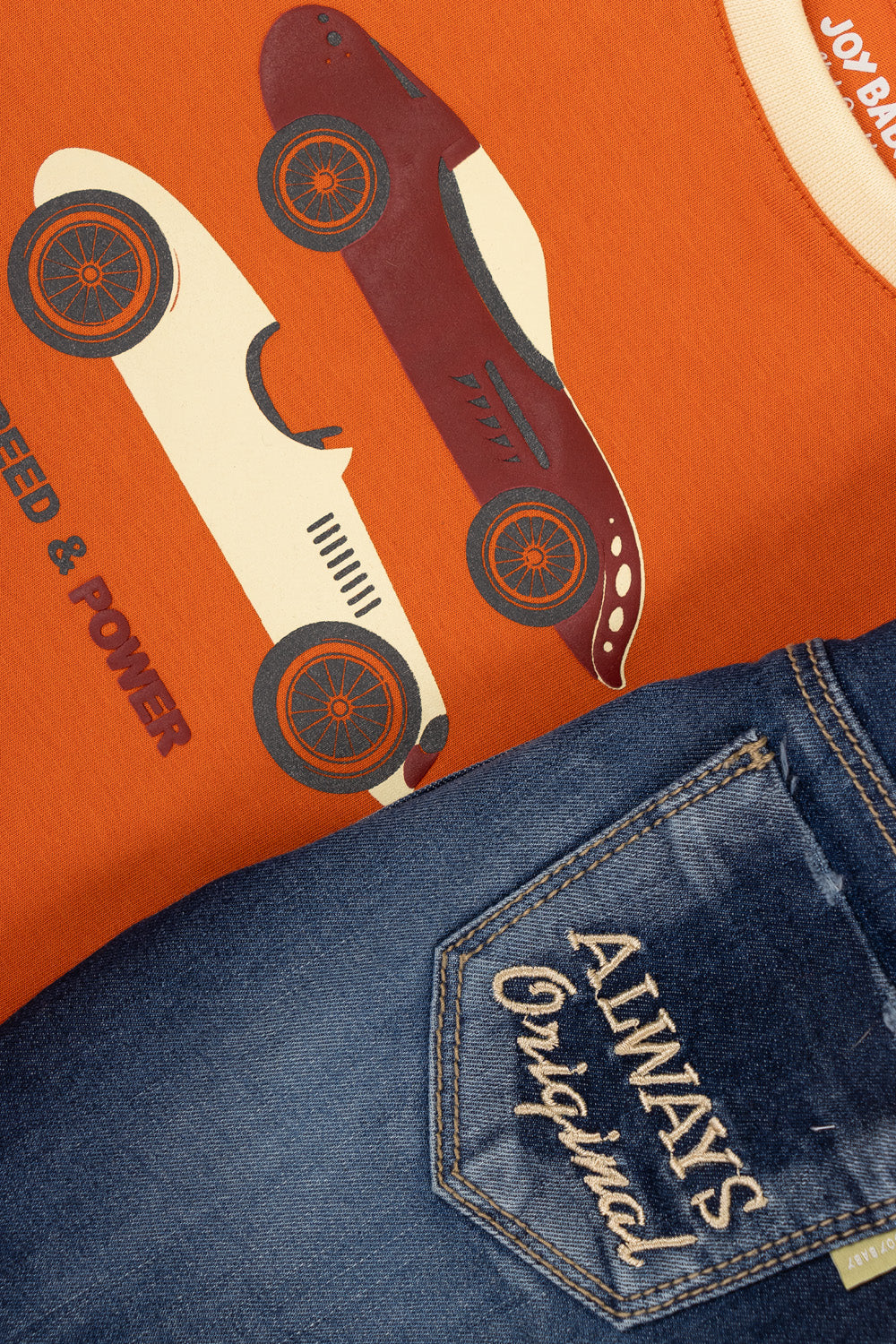 CONJUNTO 2 PRENDAS NIÑO POWER NARANJA
