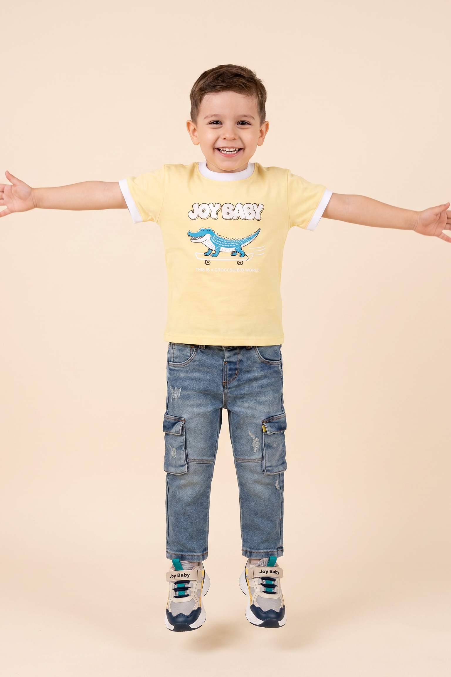 CONJUNTO 2 PRENDAS NIÑO COCODRILES AMARILLO