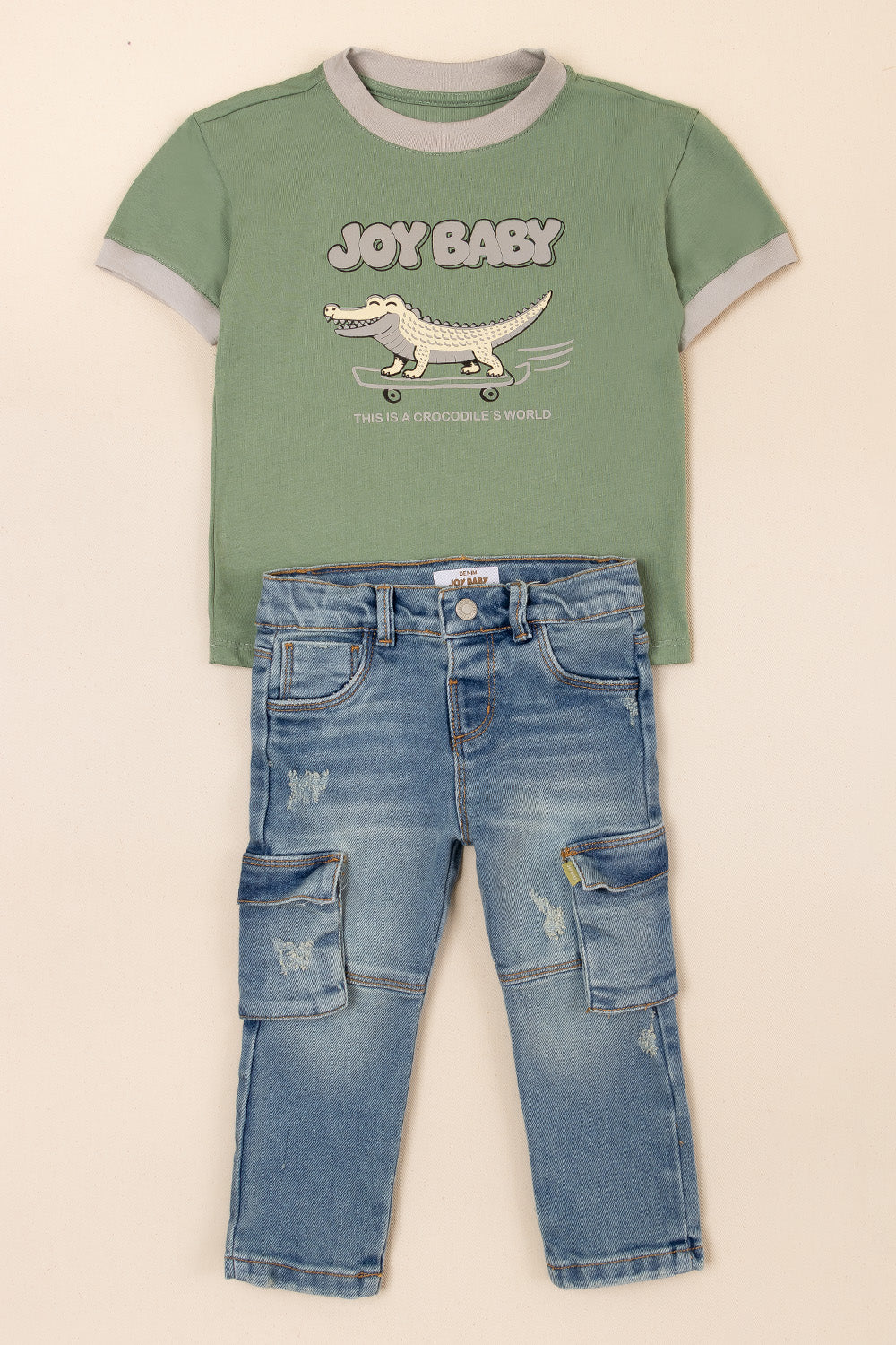 CONJUNTO 2 PRENDAS NIÑO COCODRILES VERDE