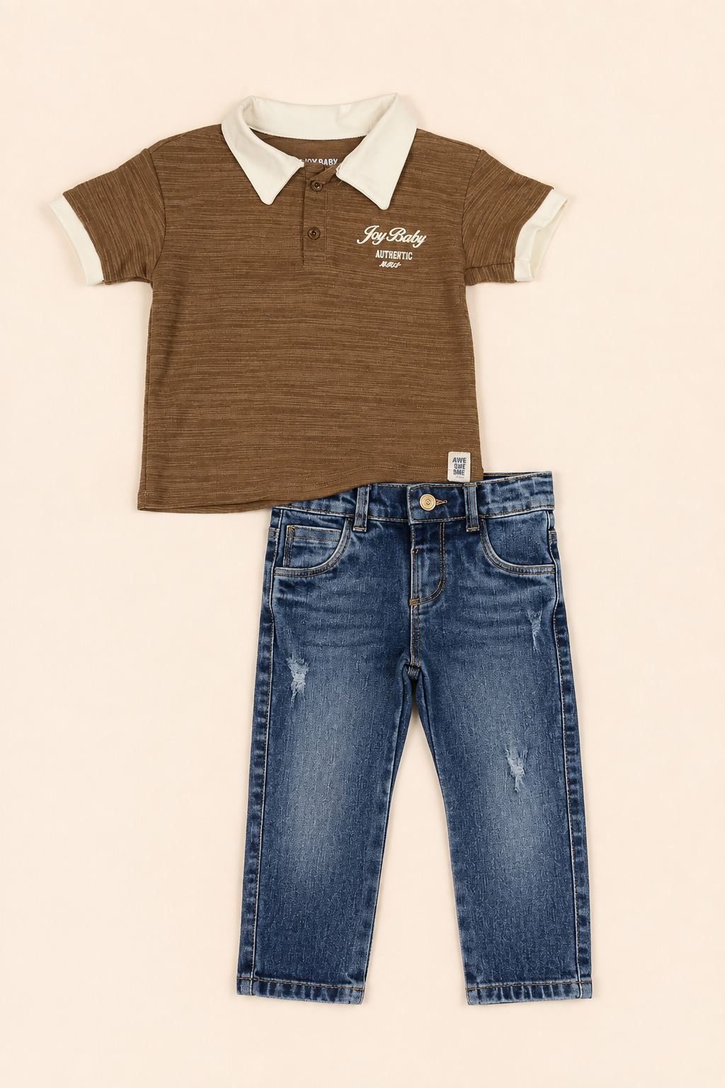 CONJUNTO 2 PRENDAS NIÑO AUTHENTIC CAFÉ
