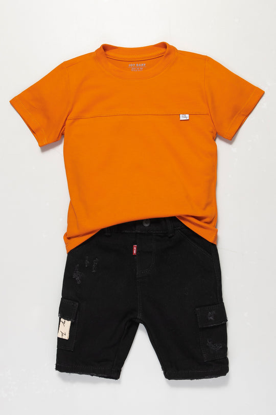 CONJUNTO BERMUDA NIÑO NARANJA