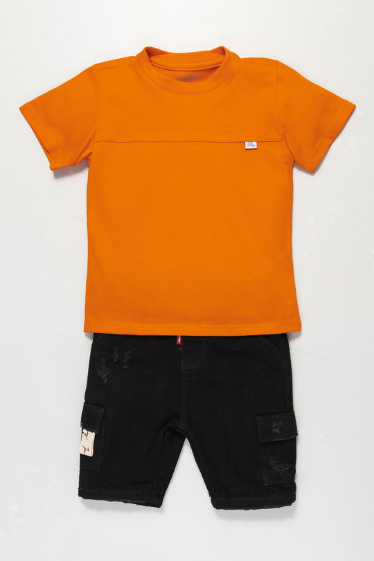 CONJUNTO BERMUDA NIÑO NARANJA