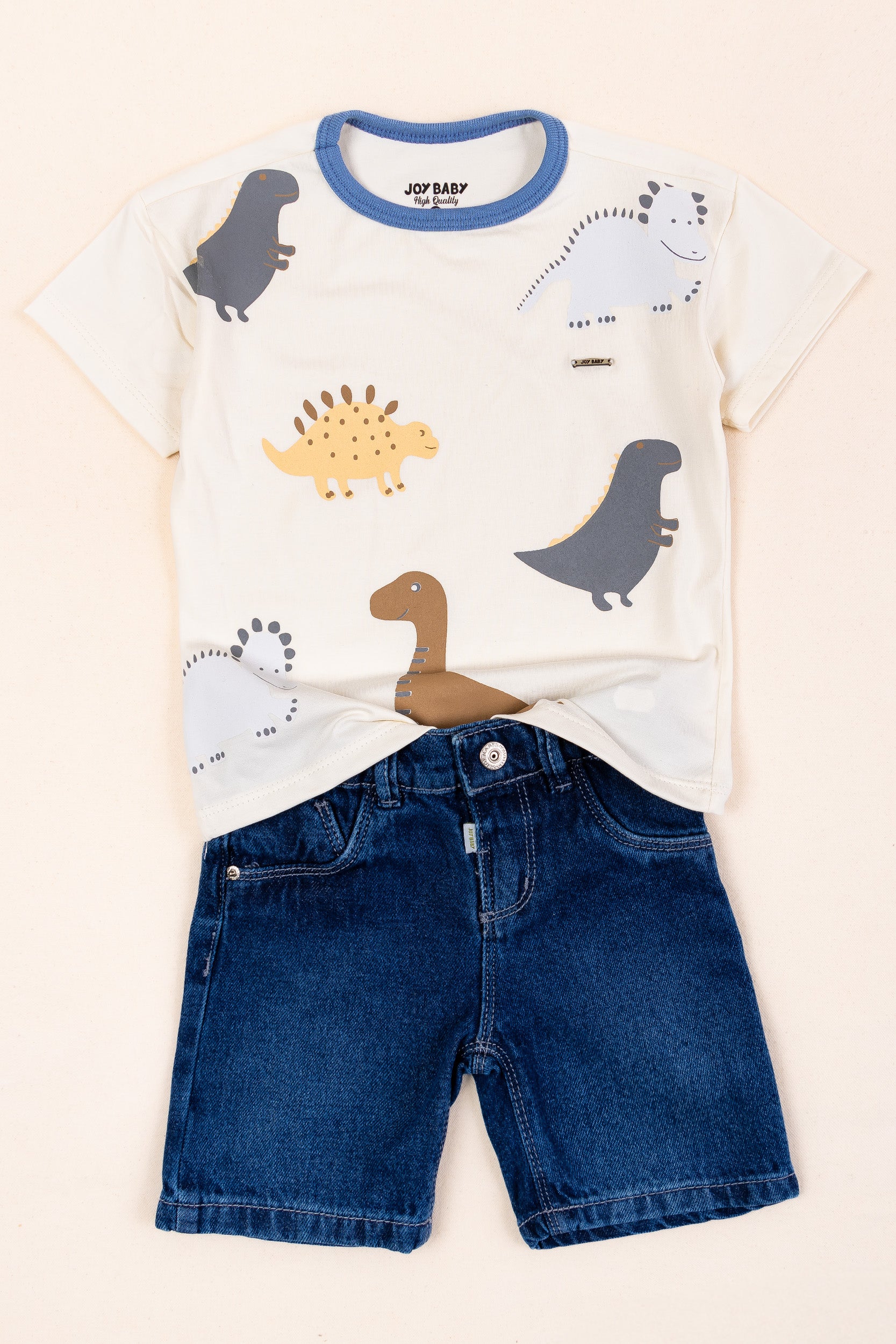 CONJUNTO BERMUDA NIÑO DINO BLANCO