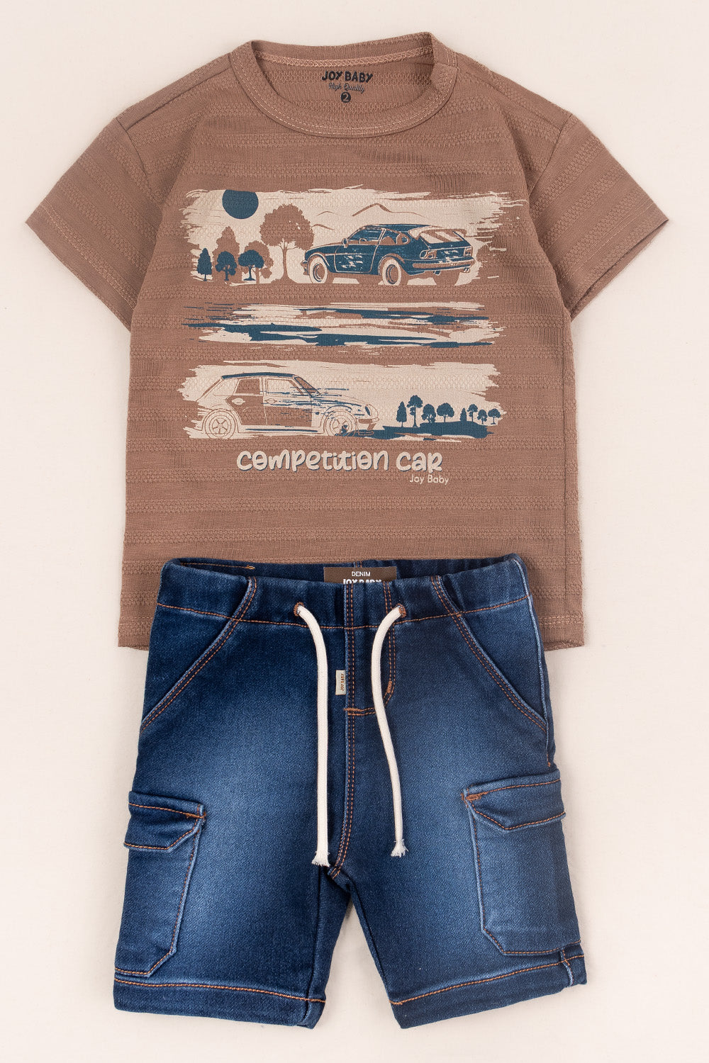 CONJUNTO BERMUDA NIÑO CAR CAFÉ