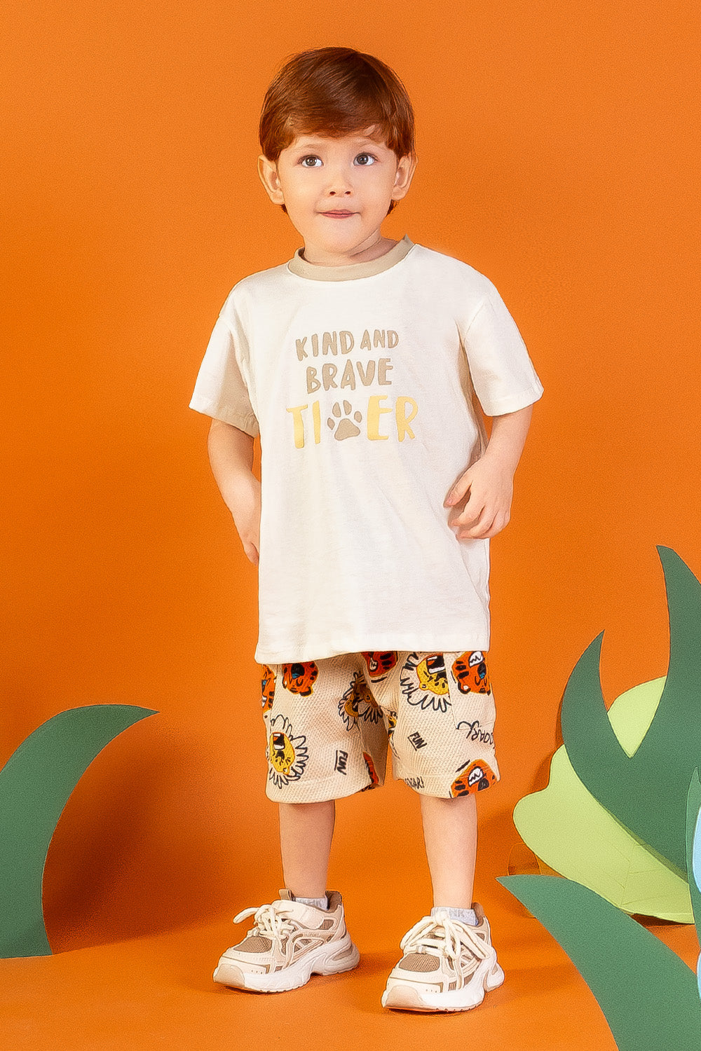 CONJUNTO BERMUDA NIÑO TIGER BEIGE