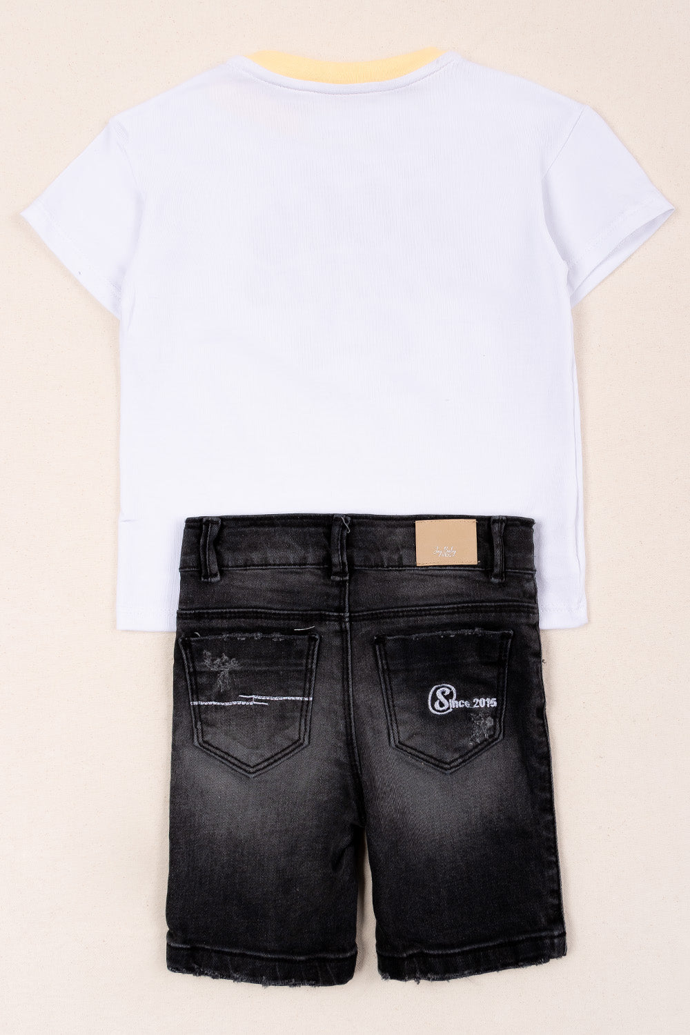 CONJUNTO BERMUDA NIÑO GOOD VIBES BLANCO