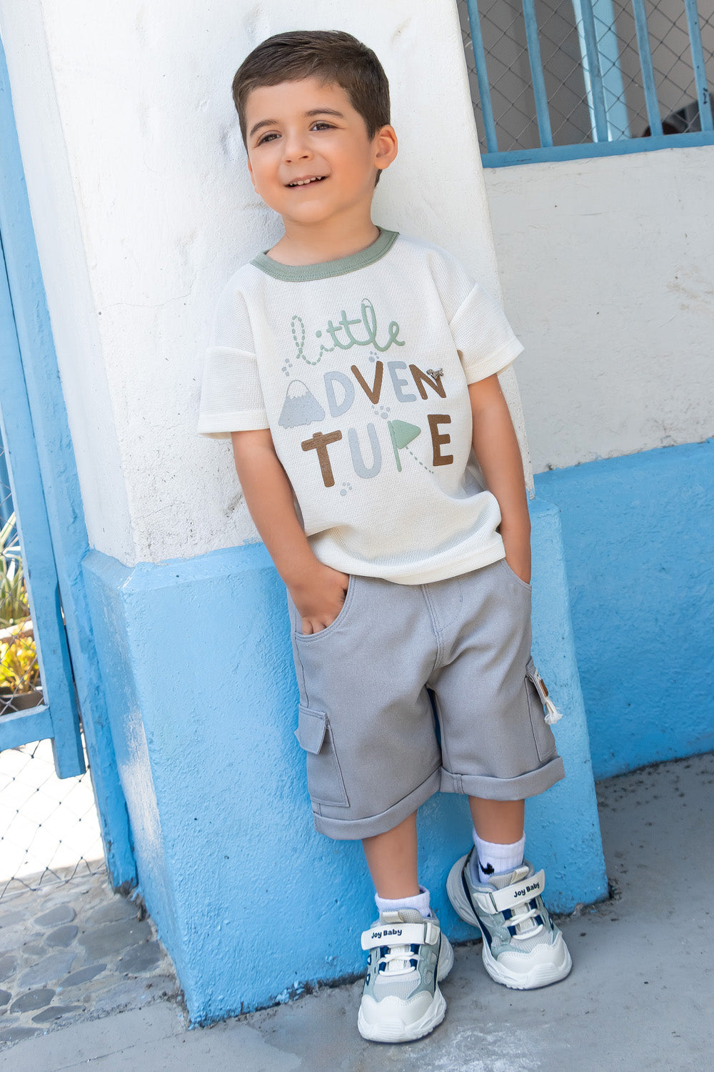 CONJUNTO BERMUDA NIÑO ADVENTURE GRIS