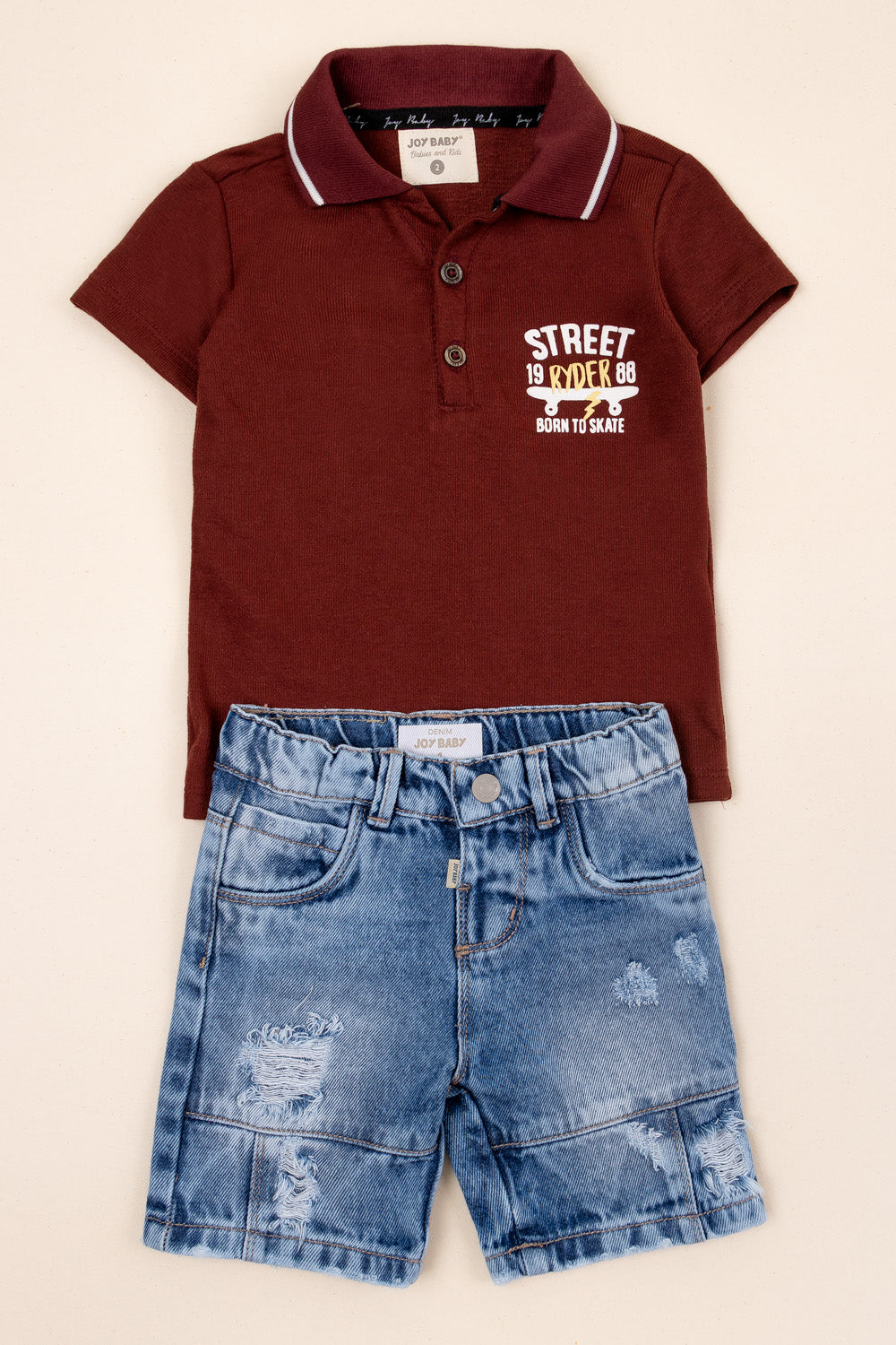 CONJUNTO BERMUDA NIÑO STREET VINO TINTO