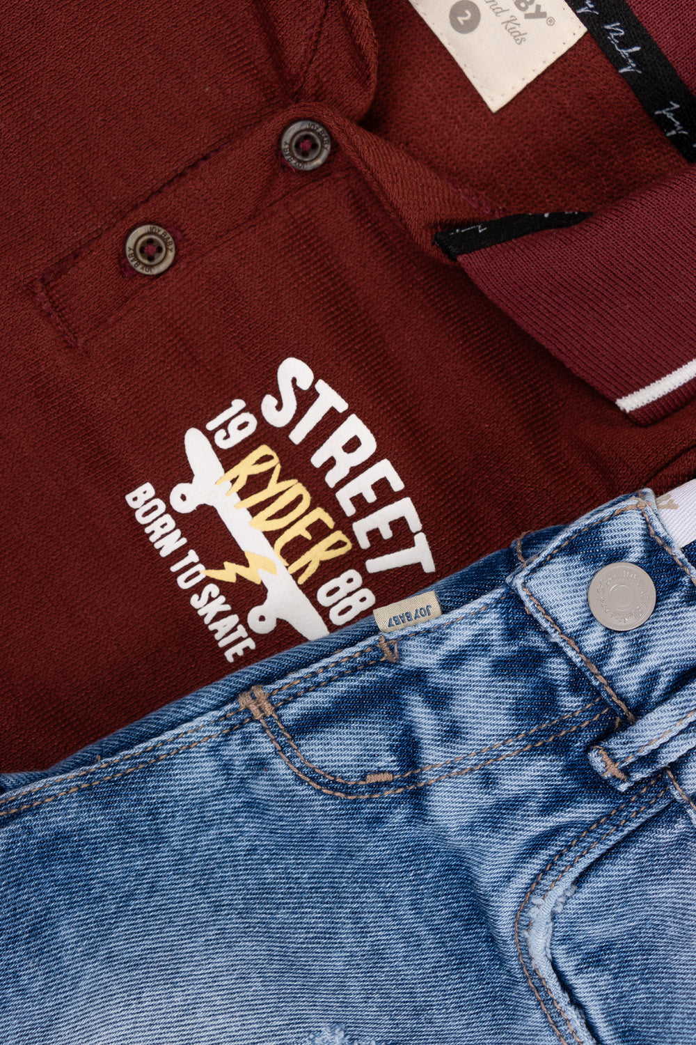 CONJUNTO BERMUDA NIÑO STREET VINO TINTO
