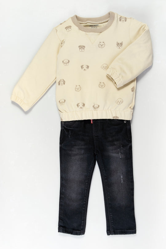 CONJUNTO BUZO NIÑO BEIGE