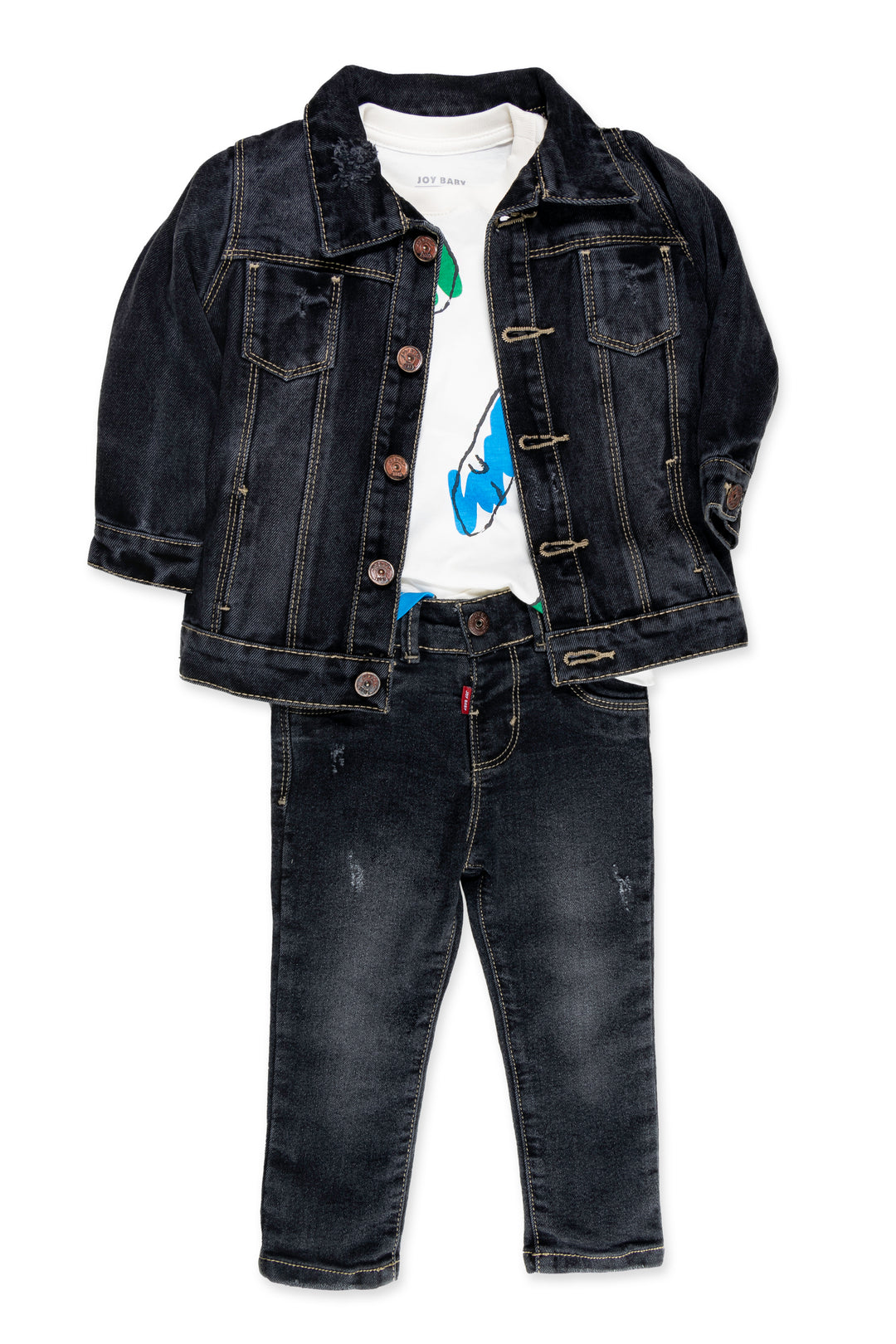 CONJUNTO 3 PRENDAS NIÑO DINOS BLANCO