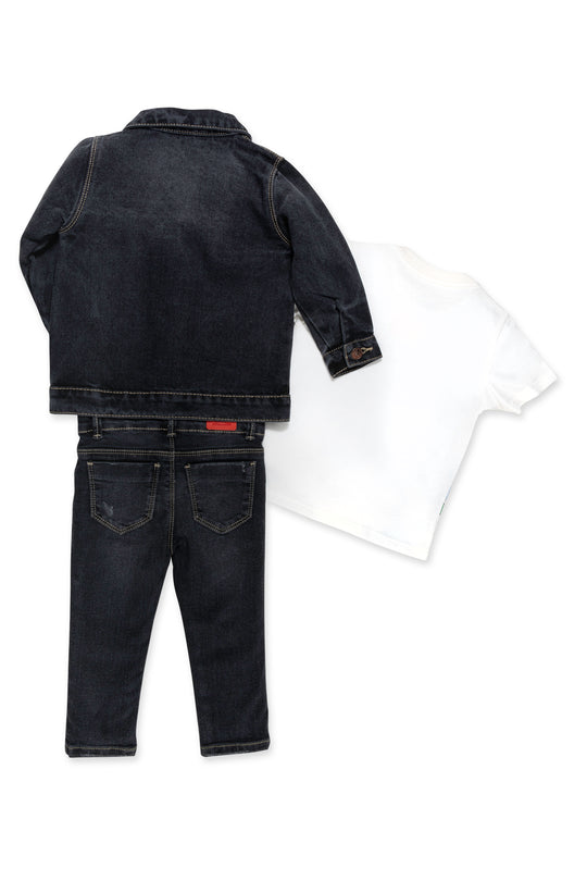 CONJUNTO 3 PRENDAS NIÑO DINOS BLANCO