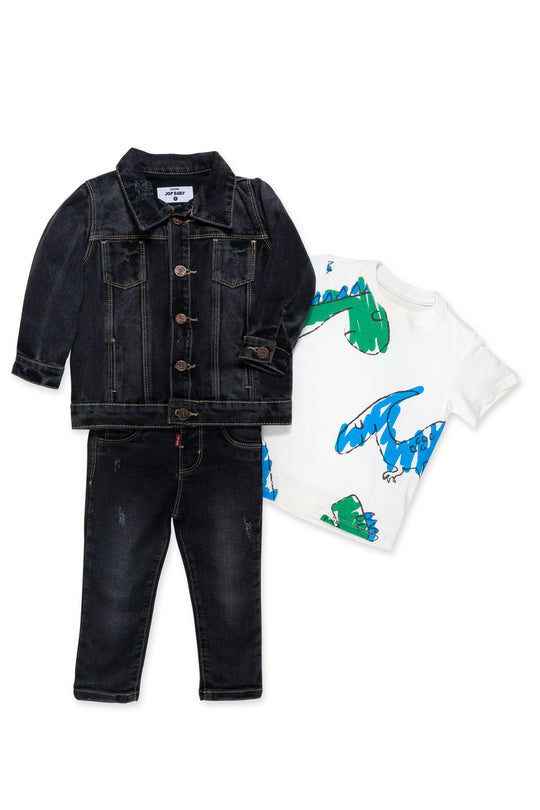 CONJUNTO 3 PRENDAS NIÑO DINOS BLANCO