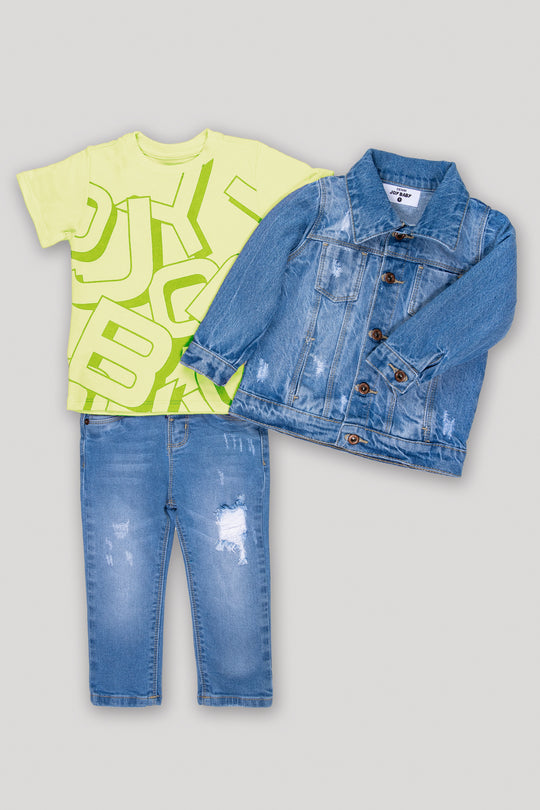 CONJUNTO 3 PRENDAS NIÑO JOY VERDE MENTA