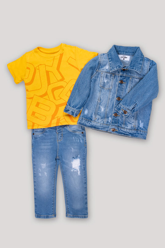 CONJUNTO 3 PRENDAS NIÑO JOY AMARILLO