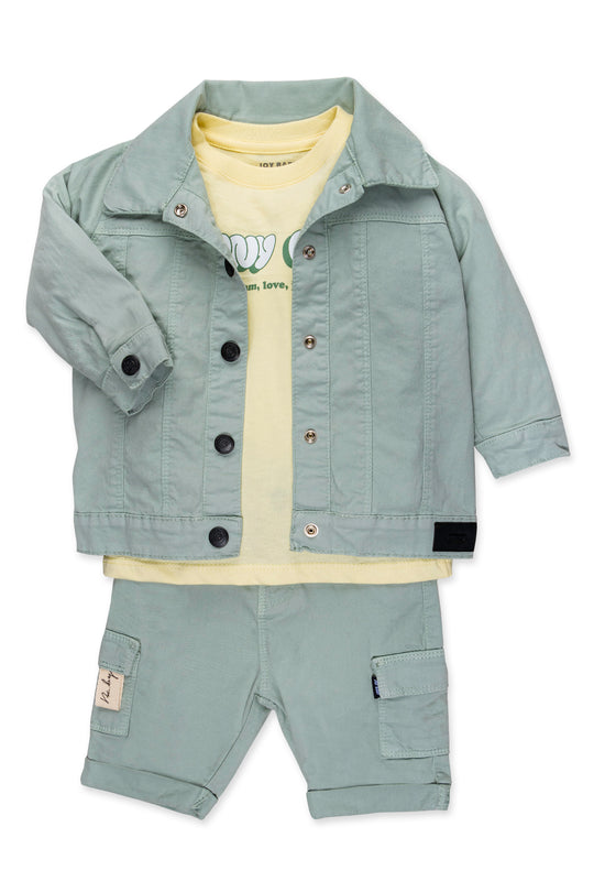 CONJUNTO 3 PRENDAS NIÑO FUNNY VERDE
