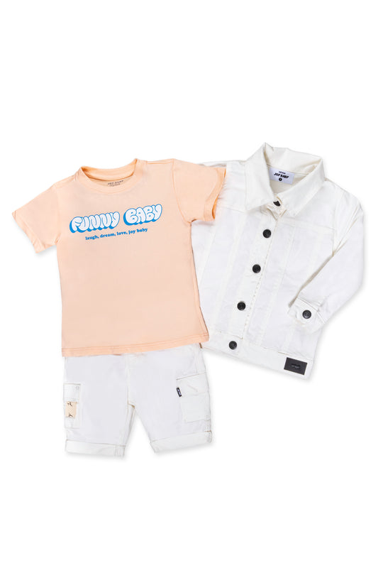 CONJUNTO 3 PRENDAS NIÑO FUNNY BLANCO
