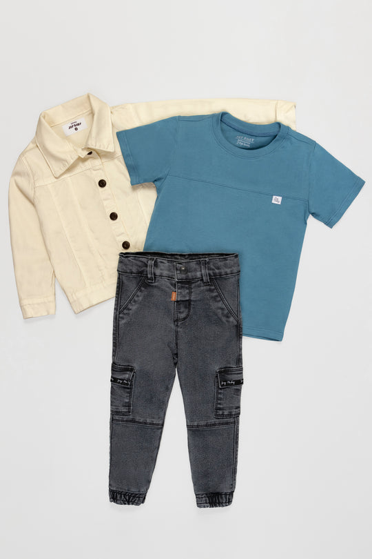 CONJUNTO 3 PRENDAS NIÑO BEIGE