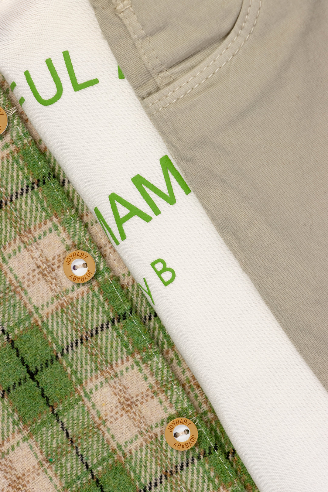 CONJUNTO 3 PRENDAS NIÑO BEIGE/VERDE