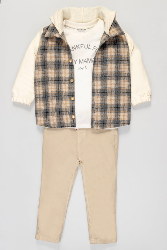 CONJUNTO 3 PRENDAS NIÑO BEIGE
