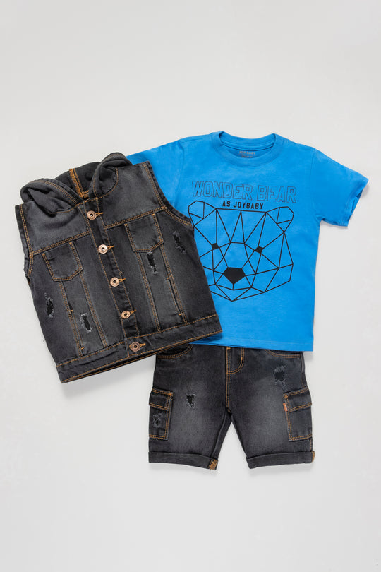 CONJUNTO 3 PRENDAS NIÑO BEAR AZUL