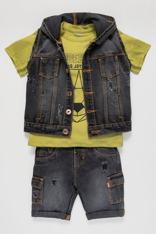 CONJUNTO 3 PRENDAS NIÑO BEAR VERDE CLARO