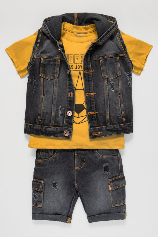 CONJUNTO 3 PRENDAS NIÑO BEAR MOSTAZA