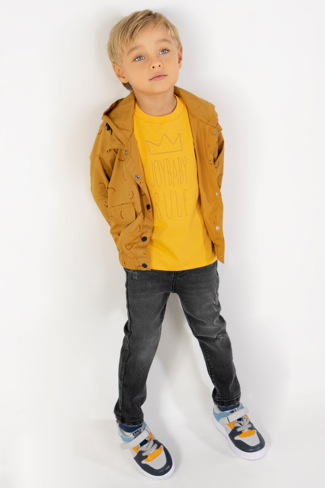 CONJUNTO 3 PRENDAS NIÑO CHAQUETA MOSTAZA